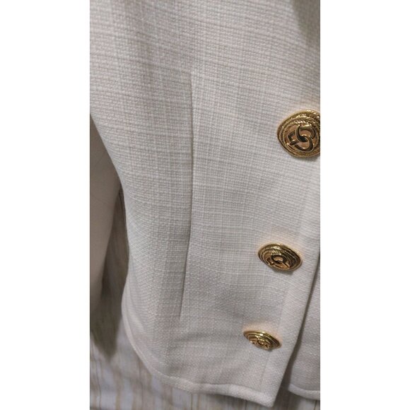 NWT Commense Women's Medium White Textured Blazer Gold Buttons~Shoulder Pads - Picture 7 of 9